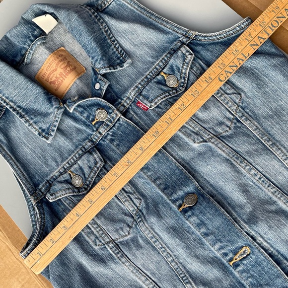 Levi Strauss Levi’s Blue Jean Denim Vest Medium Classic Rock Cotton - Picture 5 of 13
